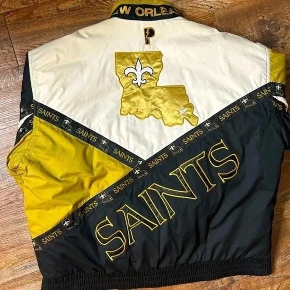 Pro Player New Orleans Saints Jacket L Black Gold‎ Vintage Puffer Coat